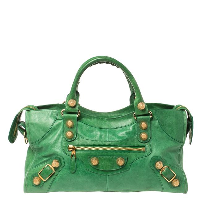 Balenciaga Green Leather Ggh Part Tote
