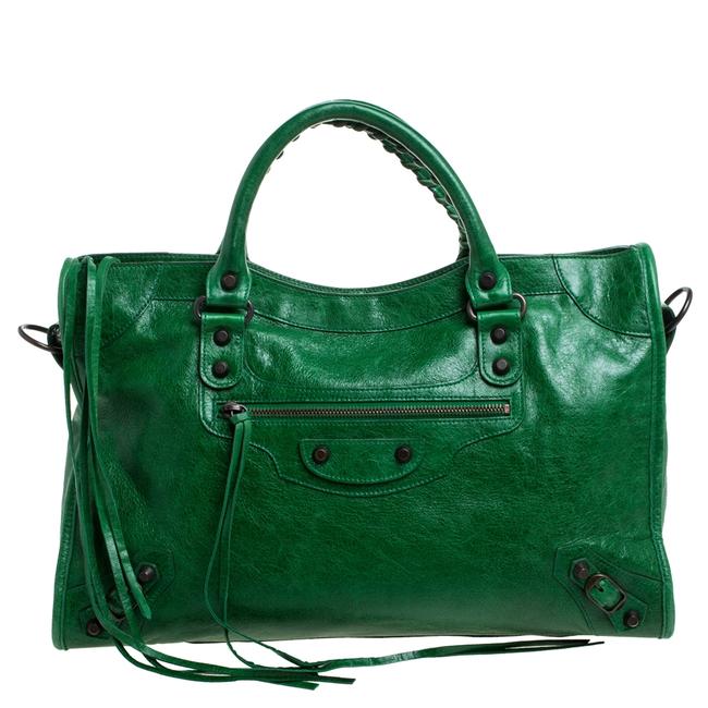 Balenciaga Green Leather Rh City Tote