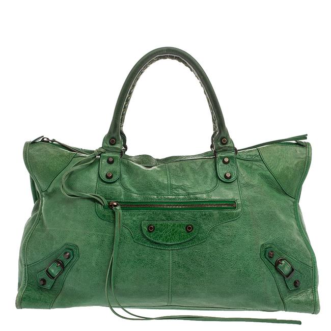 Balenciaga Green Leather Rh Work Tote