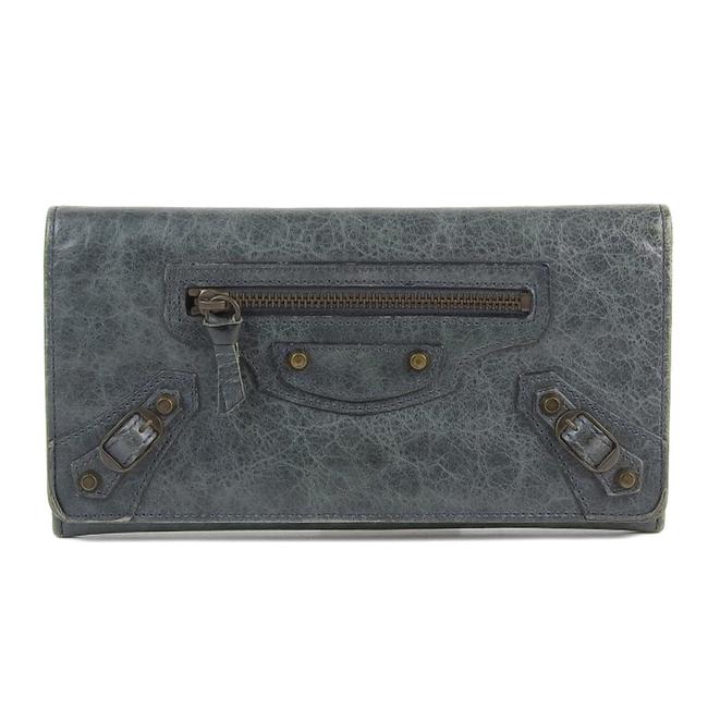 Balenciaga Green Long Classic Magnet Flap Leather Wallet