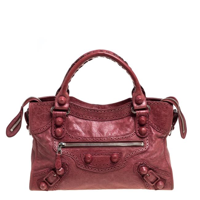 Balenciaga Grenat Brogue Leather Gh City Tote