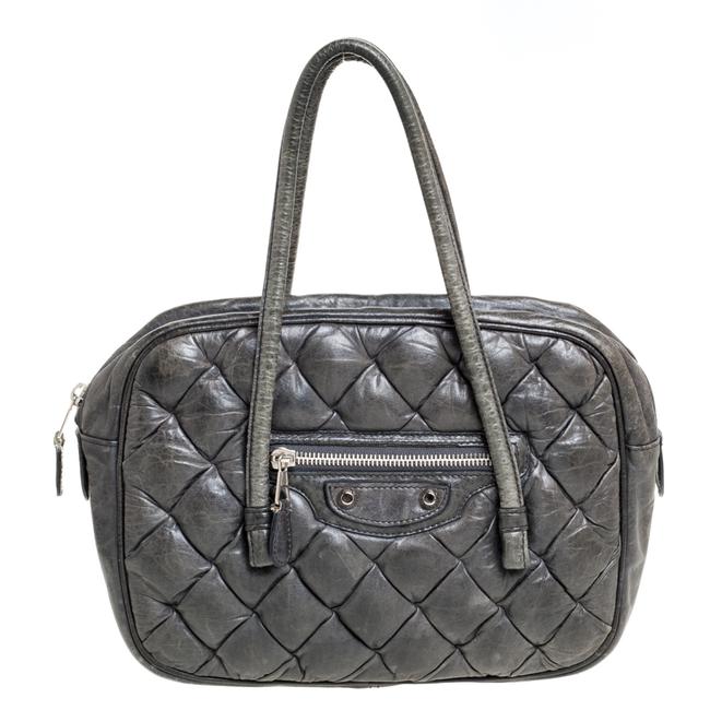 Balenciaga Grey Matelasse Leather Mini Motocross Classic Bag Satchel