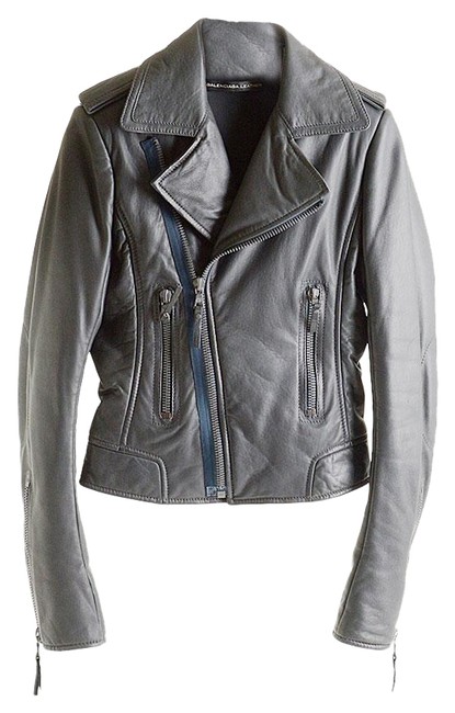 Balenciaga Grey Rdc10827 2010 Caviar Leather Biker Jacket2 XS
