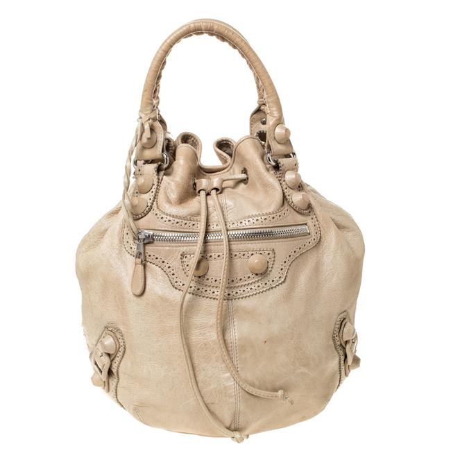 Balenciaga Hobo Cream Leather Sgh 21 Pompon Tote