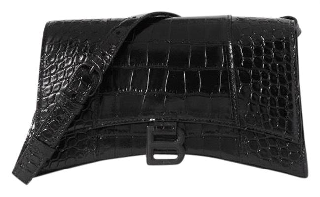 Balenciaga Hourglass Crocodile Effect Leather Shoulder Bag