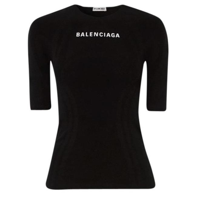 Balenciaga Jersey Logo Printed Stretch Knit Tee Shirt4 S