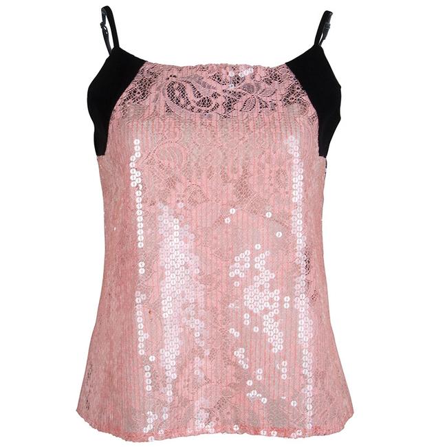 Balenciaga L Pink Lace Sequin Embellished Sleeveless Top Blouse