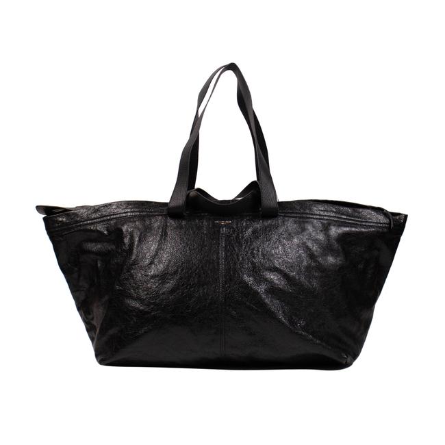Balenciaga Large Top Handle Black Leather Shoulder Bag