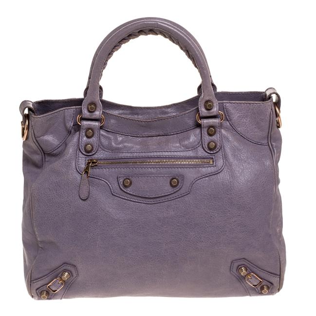 Balenciaga Lavender Leather Velo Rgh Tote