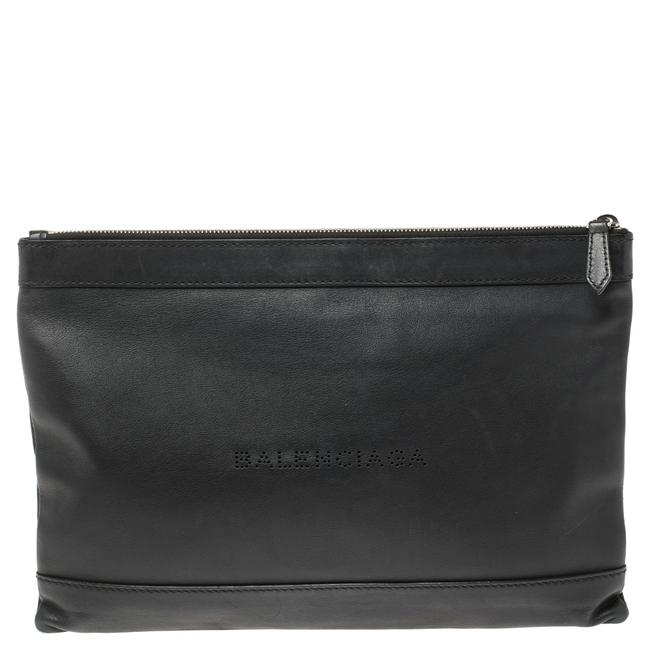 Balenciaga Leather Perforated Logo Pouch Clutch