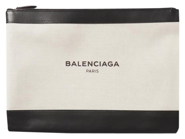 Balenciaga Leather trimmed Canvas Clutch