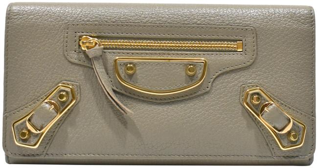 Balenciaga Light Gray Edge Goatskin Golden Hardware Money Wallet