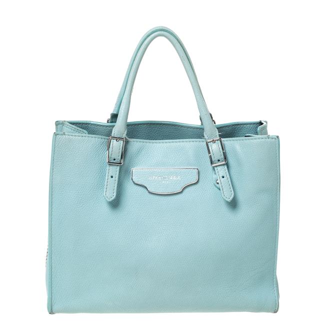 Balenciaga Light Green Leather Papier A4 Zip Around Tote