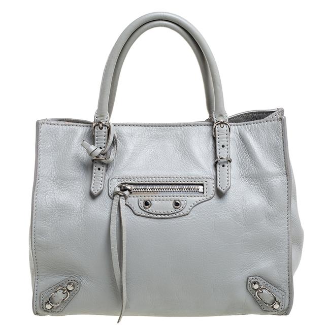 Balenciaga Light Grey Leather Mini Papier A4 Tote