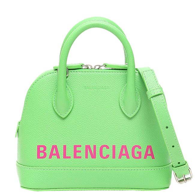 Balenciaga Lime Green Leather Ville Bag Satchel