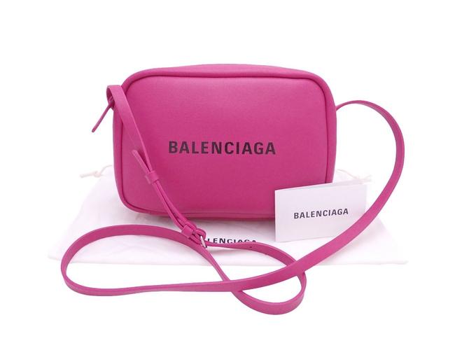 Balenciaga Logo Magenta Ladies Men 489812 E41650 Leather Shoulder Bag