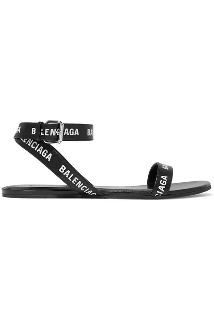 Balenciaga Logo Printed Leather Sandals