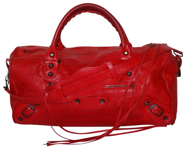 Balenciaga Maxi Twiggy Red Lambskin Leather Satchel