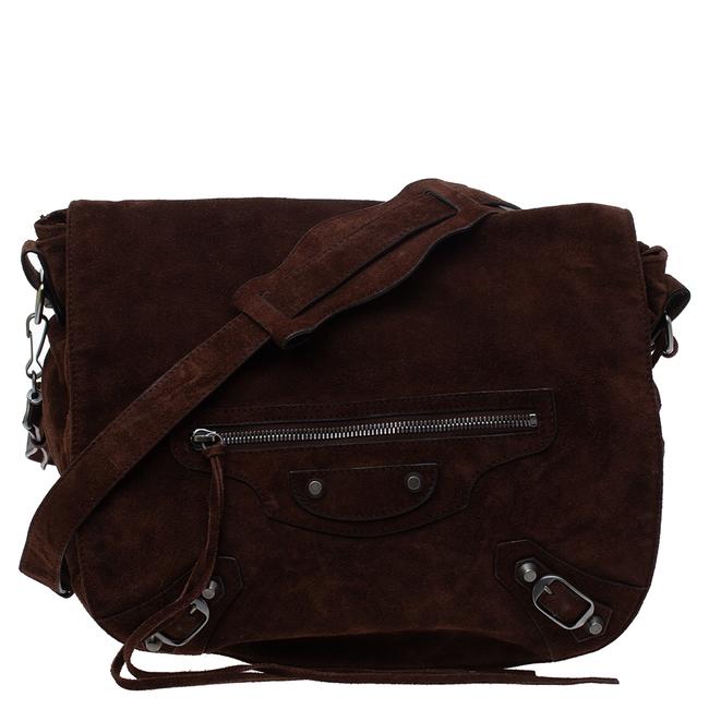 Balenciaga Messenger Bag Brown Suede Rh Folk Wristlet
