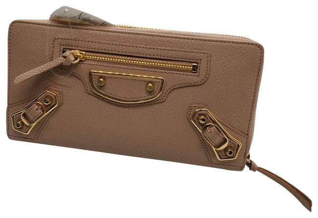 Balenciaga Metallic Pink Classic Edge Continental Zip Wallet