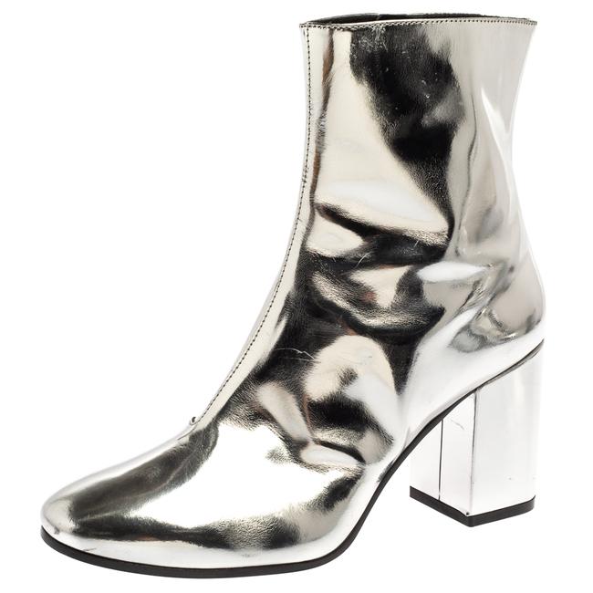 Balenciaga Metallic Silver Patent Leather Ankle37 BootsBooties