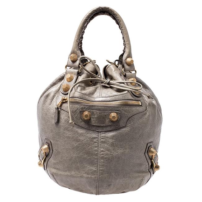 Balenciaga Militaire Leather Ggh 21 Pompon Hobo Bag