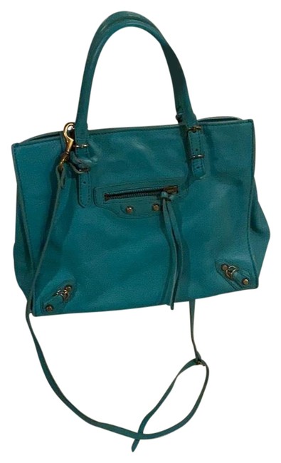 Balenciaga Mini Papier A4 Teal Leather Tote