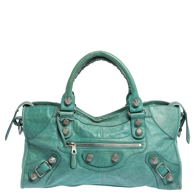 Balenciaga Mint Green Leather Gsh Part Tote