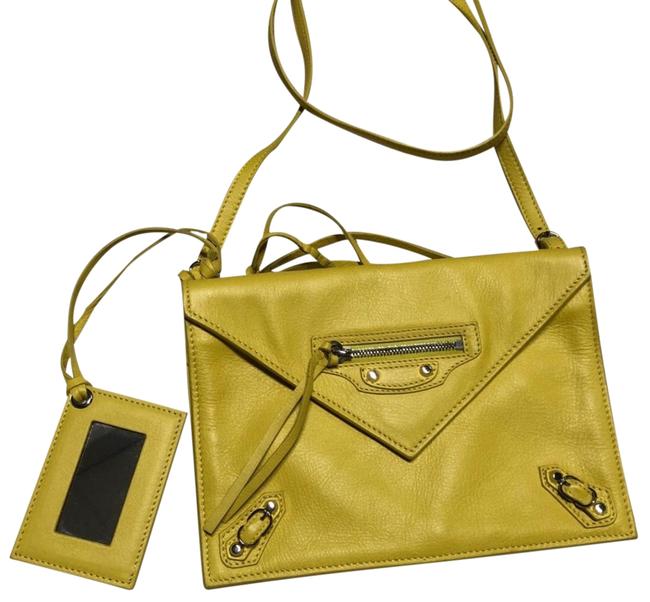 Balenciaga Mirror Motor Yellow Leather Cross Body Bag