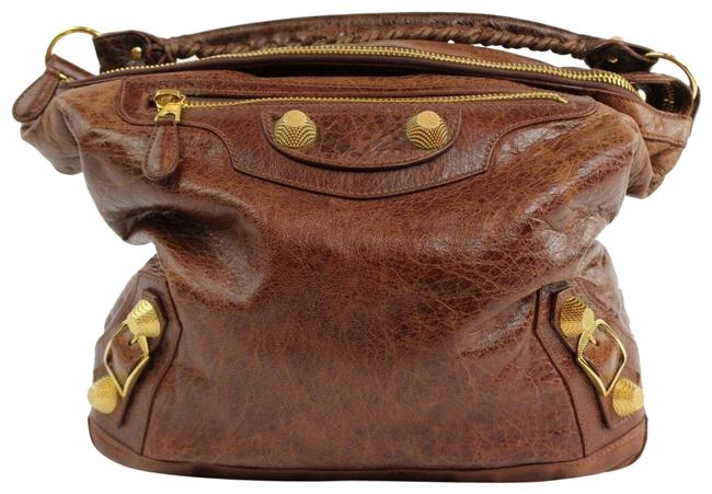 Balenciaga Motocross Brown Leather Hobo Bag