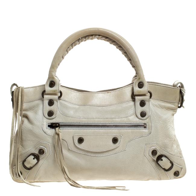 Balenciaga Off White Leather Rh First Tote