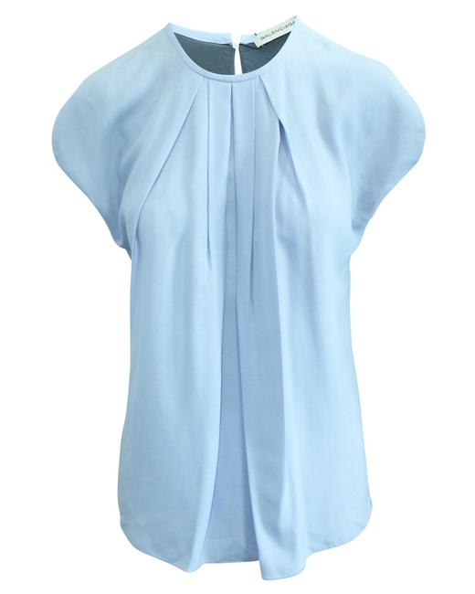 Balenciaga Pale Blue Short Sleeve Top pre Owned Condition Very Good Blouse