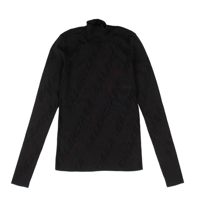 Balenciaga Perforated Logo Turtleneck Black Sweater