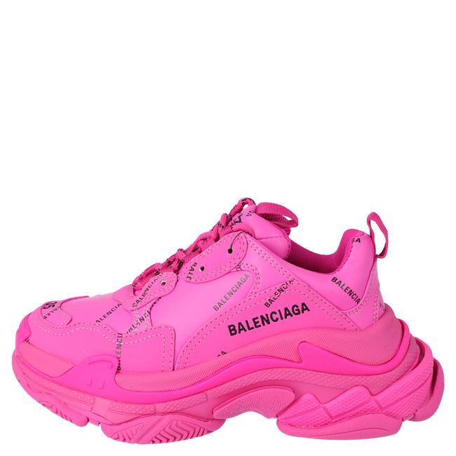 Balenciaga Pink all Over Logo Triple S Sneakers36 Athletic