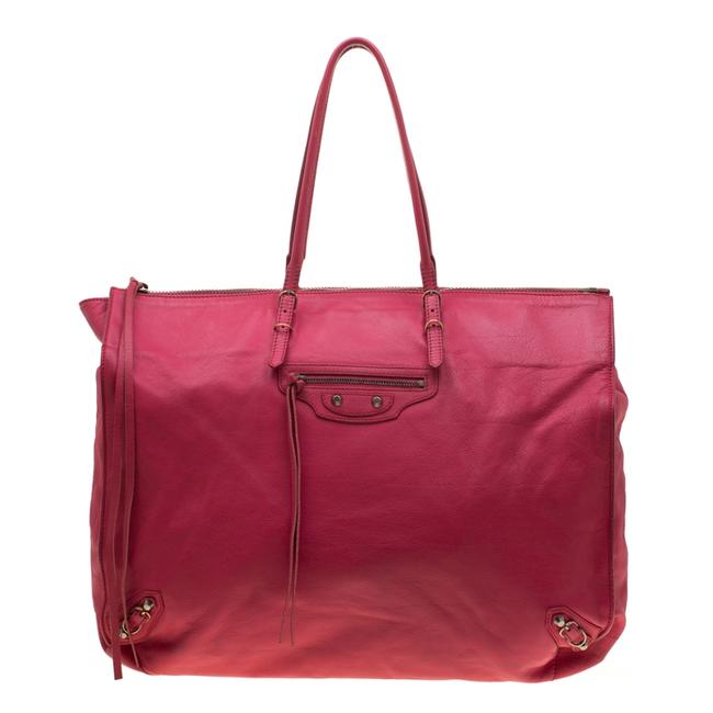 Balenciaga Pink Leather Papier A4 Tote