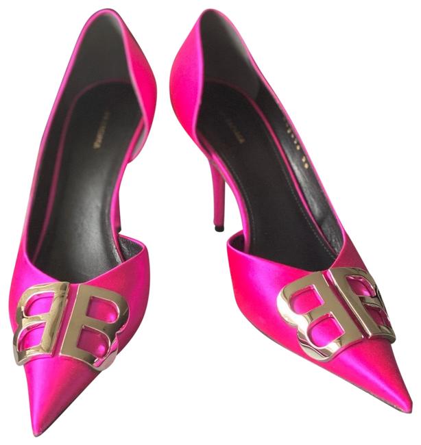 Balenciaga Pink Satin Pumps Narrow