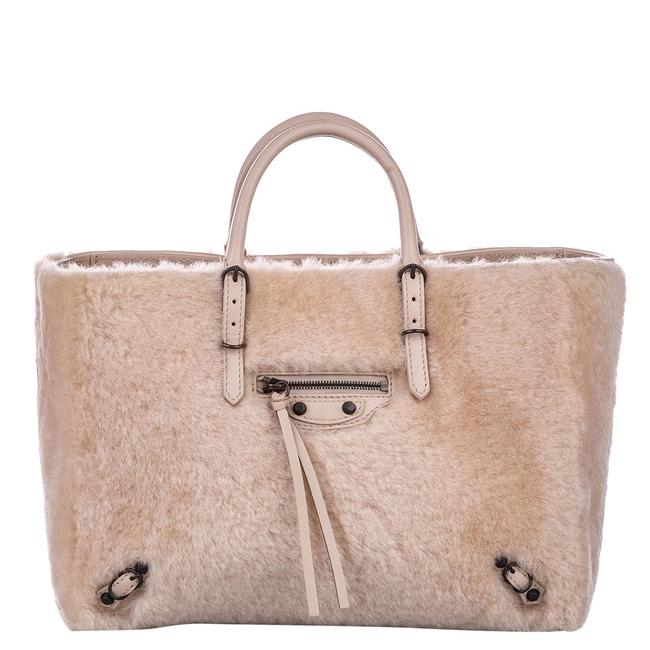 Balenciaga Pink Shearling Papier A6 Bag Tote