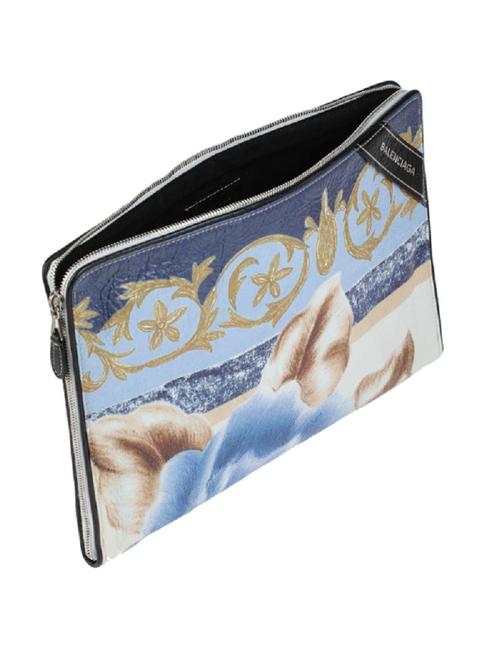 Balenciaga Portefeuille Blue Black Leather Clutch
