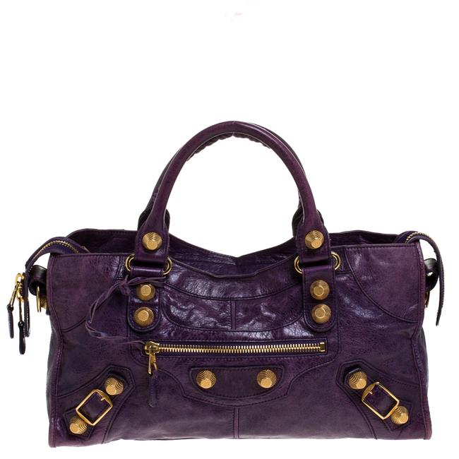 Balenciaga Purple Leather Ggh Part Tote