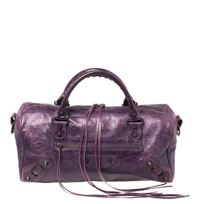 Balenciaga Raisin Leather Rh Twiggy Satchel