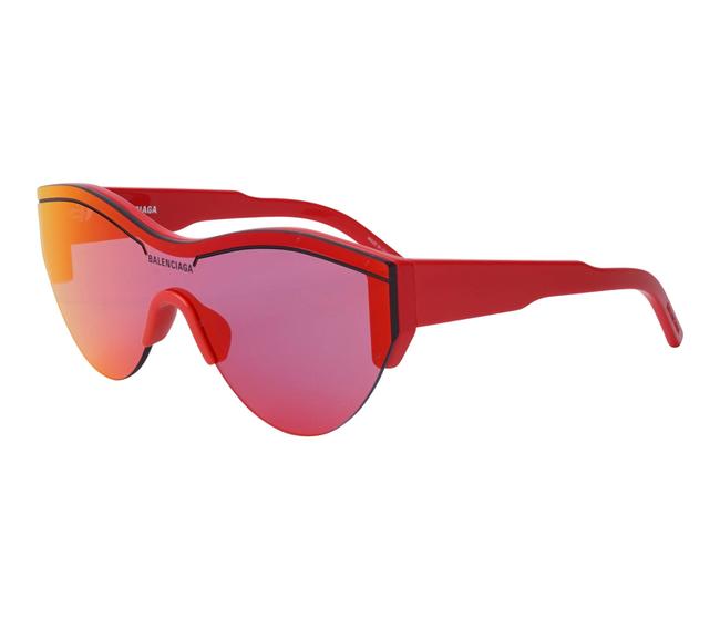 Balenciaga Red Bb0004s Ski Shield Cat Eye Sunglasses
