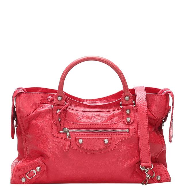Balenciaga Red Leather Motocross Giant City Bag Tote