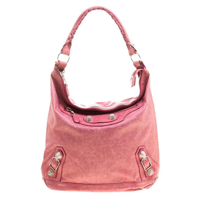Balenciaga Rose Leather Classic Day Rggh Hobo Bag