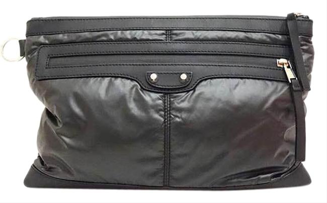 Balenciaga Second 273022 Mens Womens Black NylonLeather Clutch
