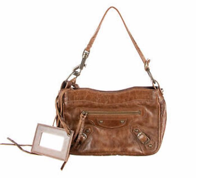 Balenciaga Shoulder Agneau Classic Brown Leather Hobo Bag