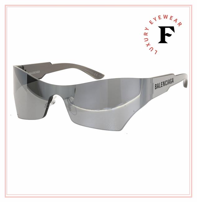 Balenciaga Silver Mono Cat 0040 Mirrored Fashion Wrap Mask Bb0040s Sunglasses