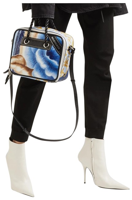 Balenciaga Small Blanket Blue White Leather Cross Body Bag