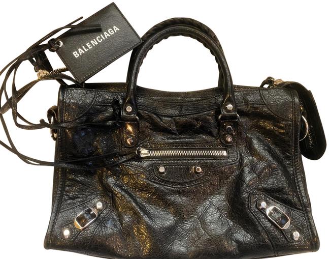 Balenciaga Small Classic City Black Lambskin Leather Cross Body Bag
