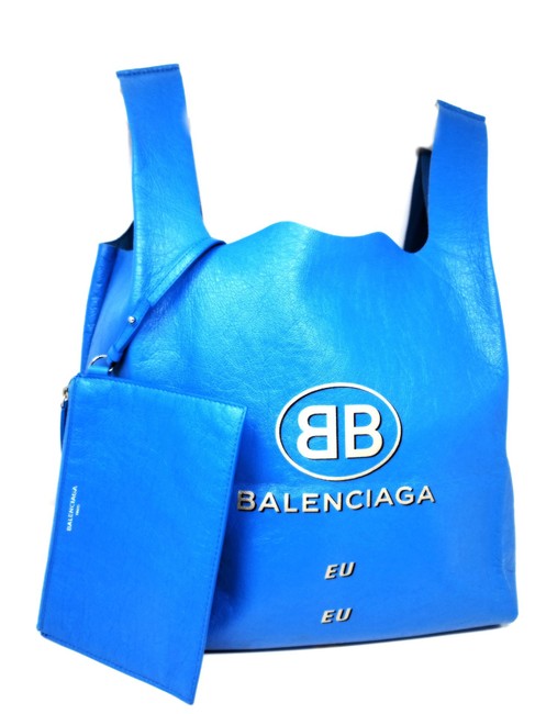 Balenciaga Supermarket Shopper M Sky Blue Lambskin Leather Tote