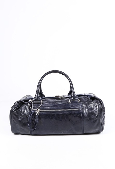 Balenciaga Top Handle Bag Navy Blue Leather Bull Tote